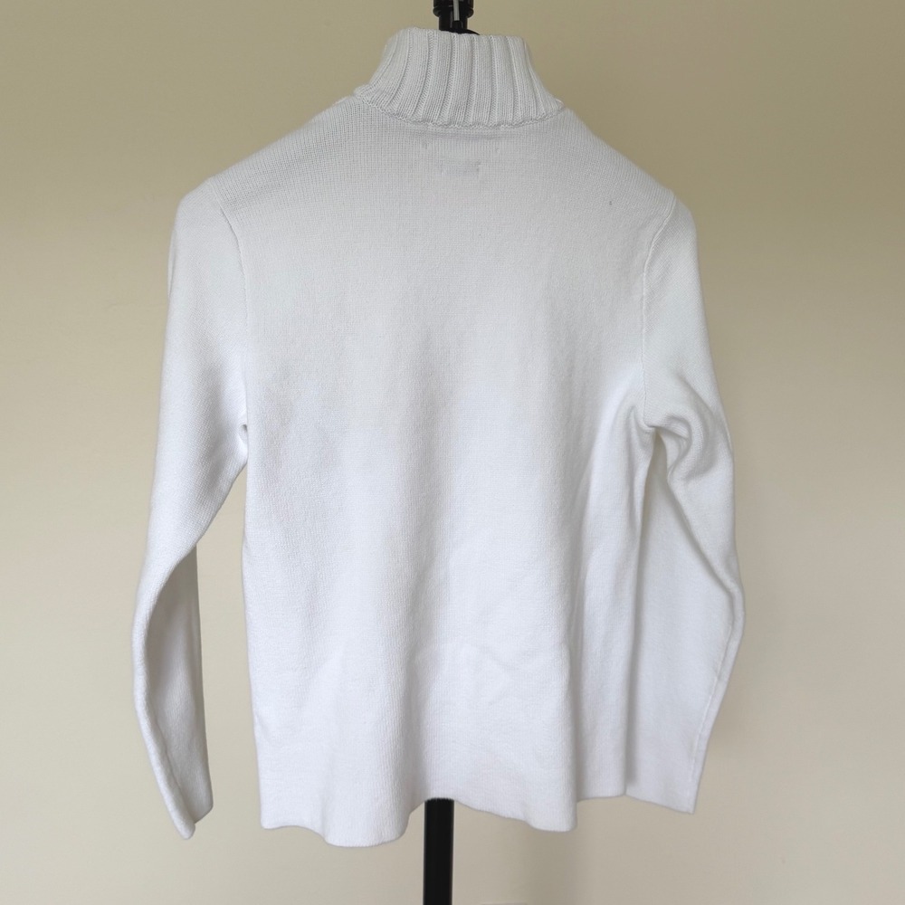 90's Polo Ralph Lauren White Cotton Quarter Zip Custom American Flag Sweater M - Picture 4 of 7